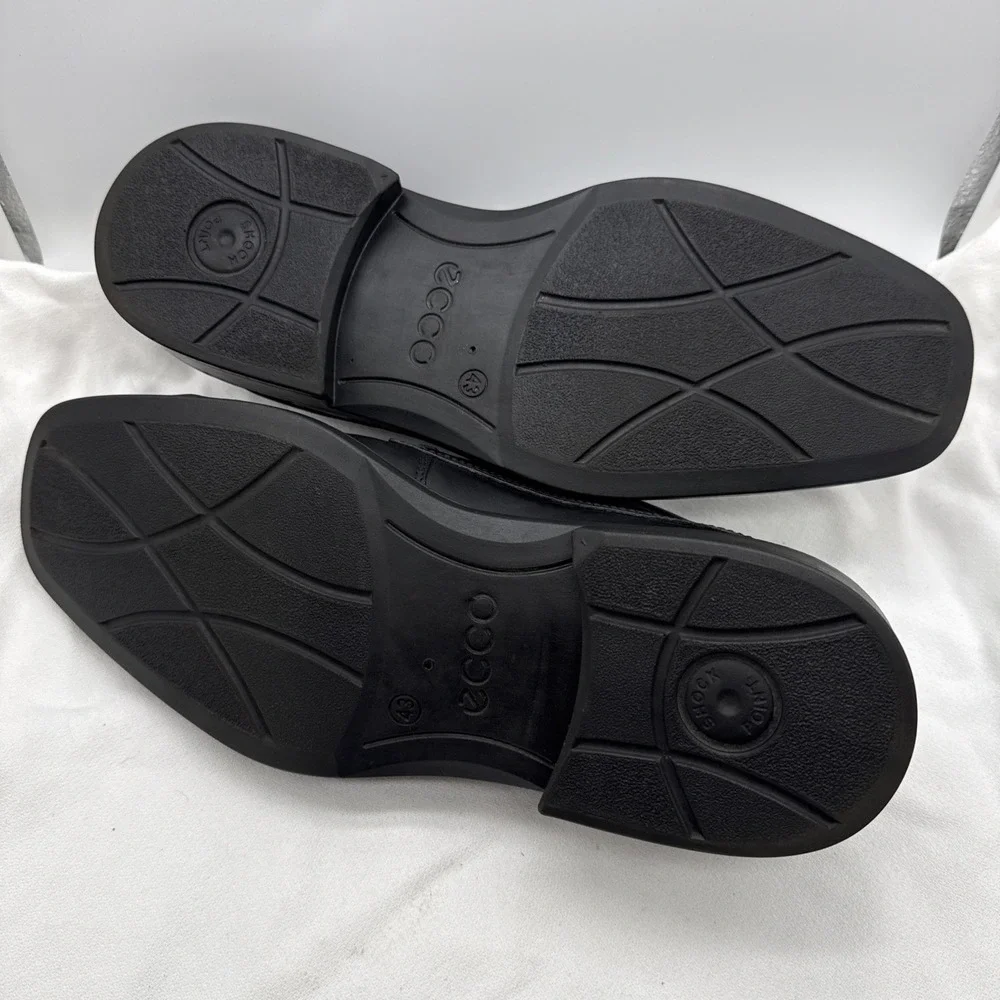 ECCO Helsinki Black Leather Bicycle Toe Oxford Dress Shoes Mens 43 US 9-9.5B